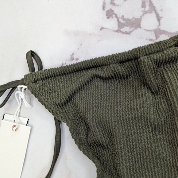 Good American Swim Bottom Women 1 2 S M Stormy Green Crinkle Tiny Ties Bikini - Picture 6 of 12